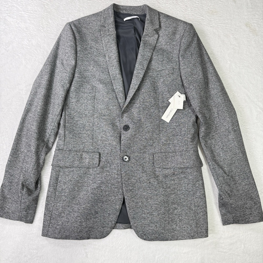 Calvin‎ Klein Blazer Men's Small Gray Heathered Slim-Fit Suit Jacket NWT